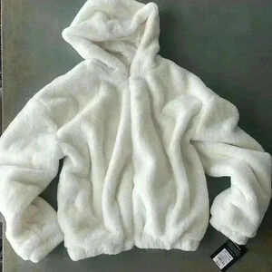 Art Class Girl's Off White Sherpa Fleece Fluffy Pullover Hooded Jacket Size XL